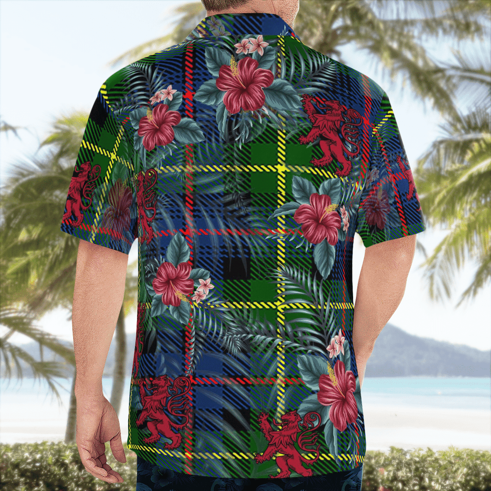 Clan Farquharson Modern Tartan Scottish Lion Hawaiian Shirt TW24 Farquharson Modern Tartan Tartan Hawaii Shirt