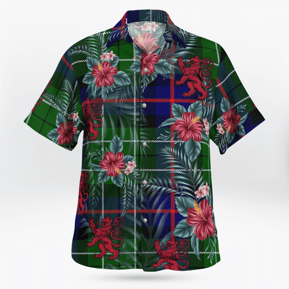 Clan Leslie Hunting Tartan Scottish Lion Hawaiian Shirt YE32 Leslie Hunting Tartan Tartan Hawaii Shirt