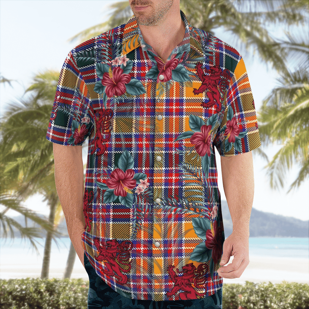 Clan Jacobite Tartan Scottish Lion Hawaiian Shirt IE63 Jacobite Tartan Tartan Hawaii Shirt