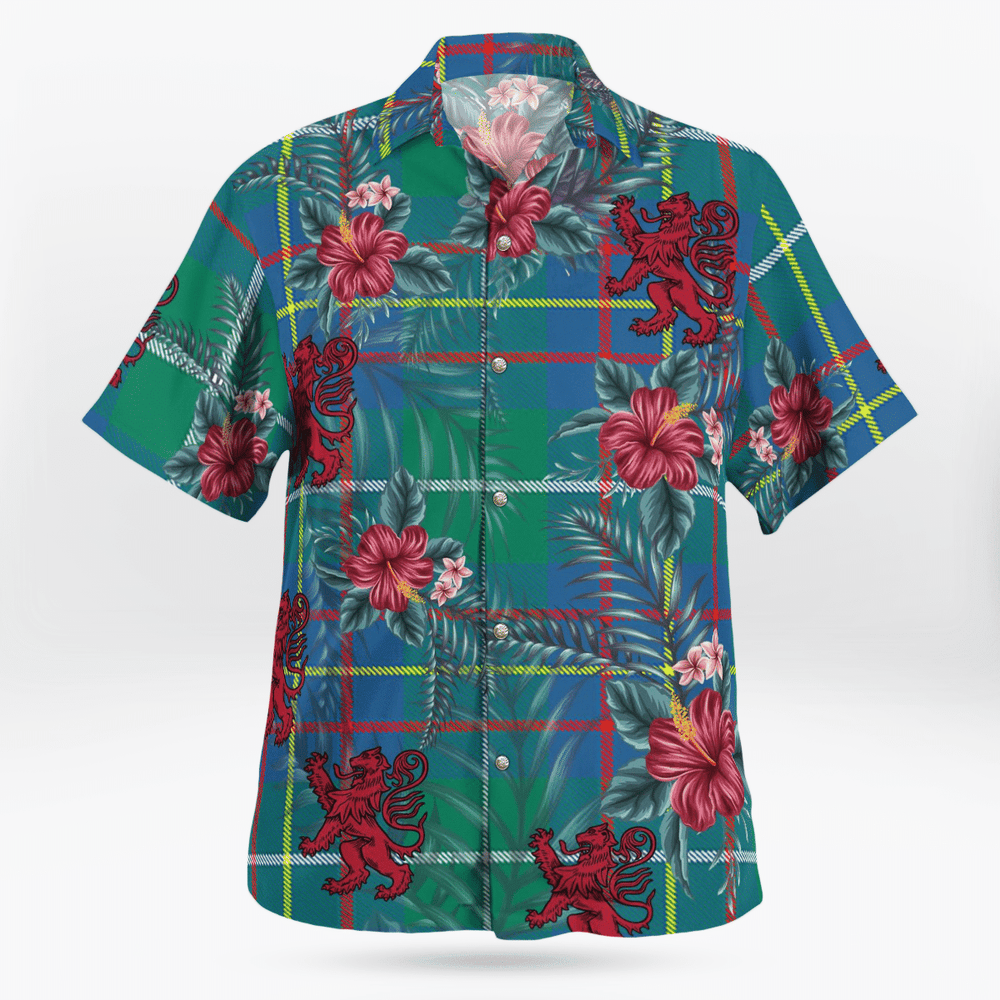 Clan Inglis Ancient Tartan Scottish Lion Hawaiian Shirt XZ18 Inglis Ancient Tartan Tartan Hawaii Shirt