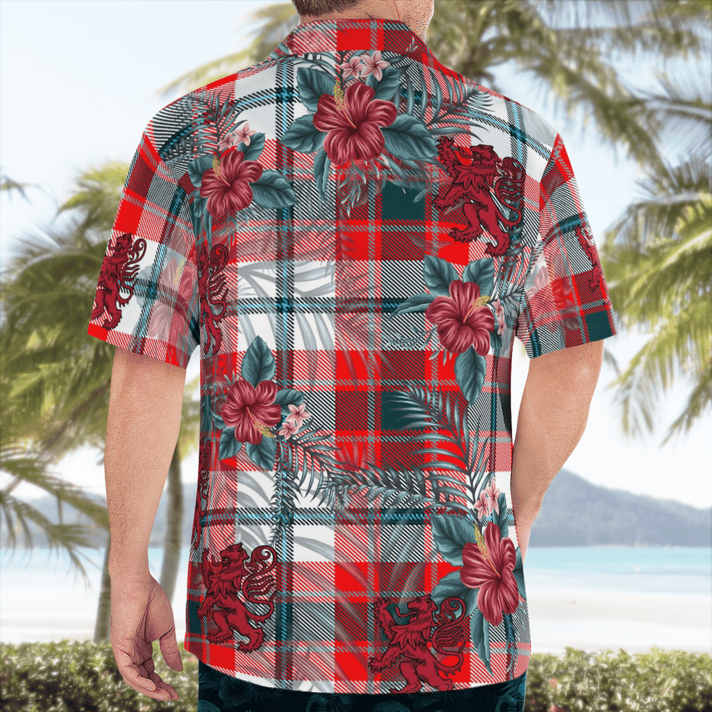 Clan Glasgow District Tartan Scottish Lion Hawaiian Shirt AX76 Glasgow District Tartan Tartan Hawaii Shirt