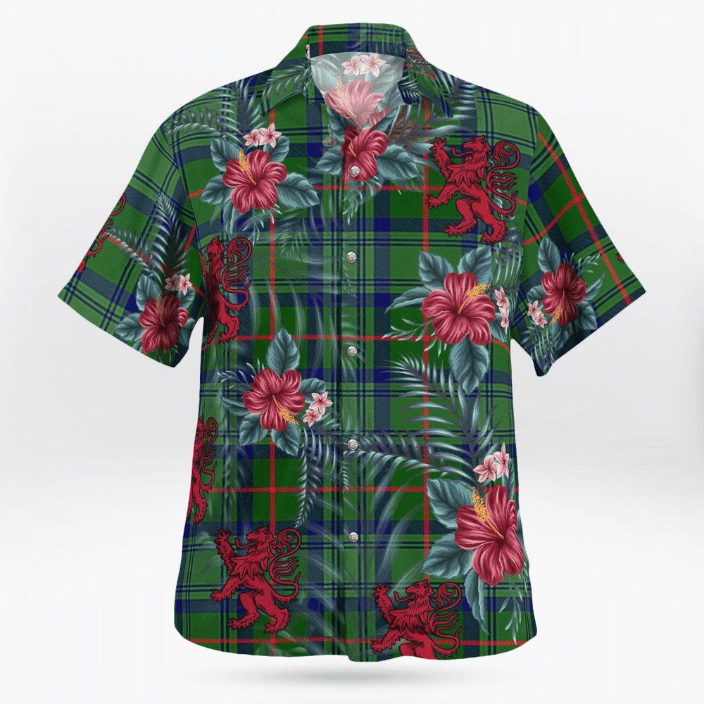 Clan Cranston Modern Tartan Scottish Lion Hawaiian Shirt TF28 Cranston Modern Tartan Tartan Hawaii Shirt