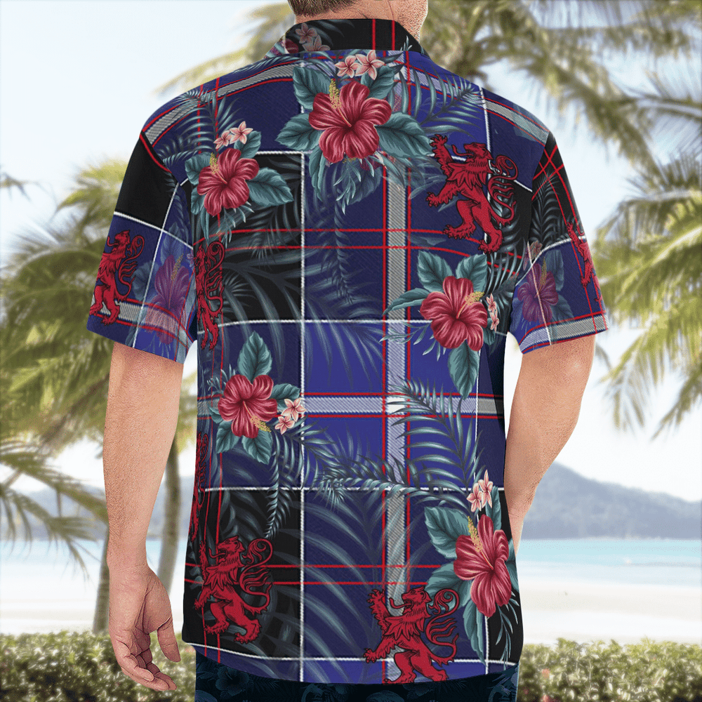 Clan Dunlop Modern Tartan Scottish Lion Hawaiian Shirt DD24 Dunlop Modern Tartan Tartan Hawaii Shirt