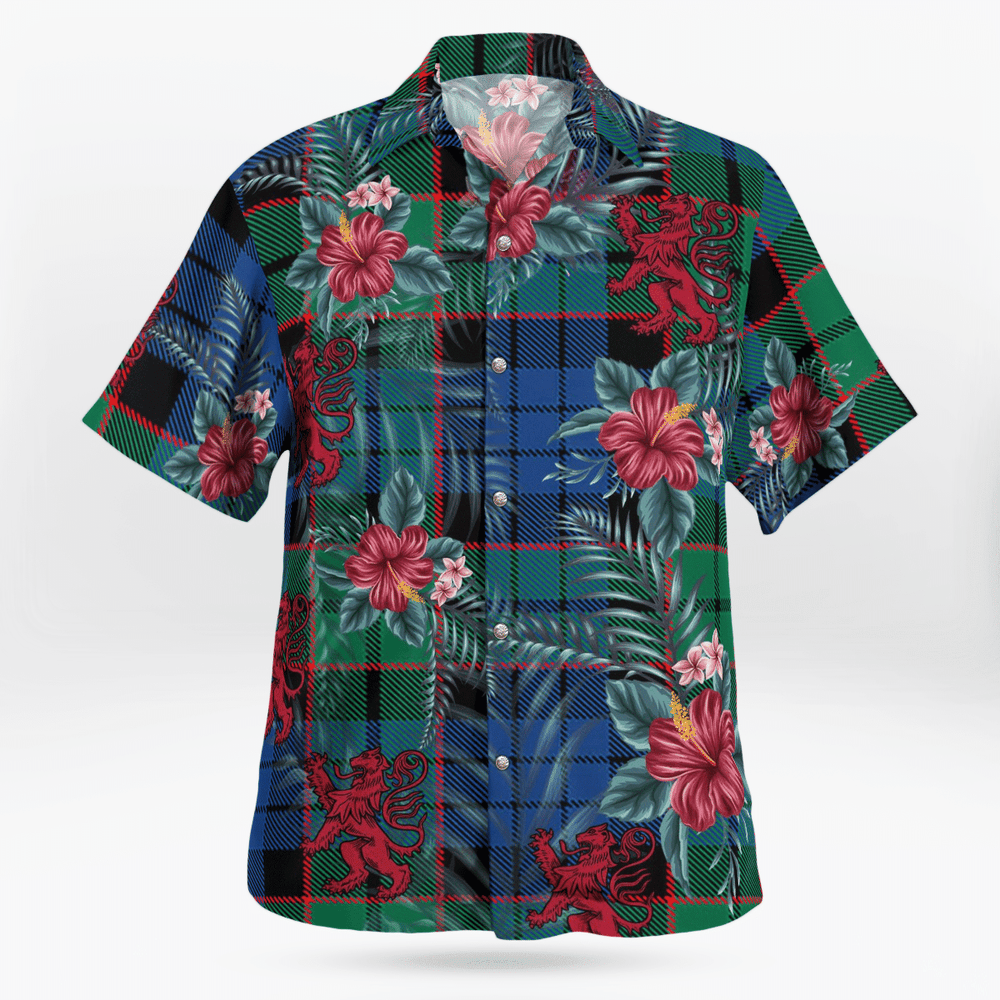 Clan Fletcher Ancient Tartan Scottish Lion Hawaiian Shirt BZ45 Fletcher Ancient Tartan Tartan Hawaii Shirt