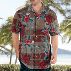 Clan Cunningham Burgundy Dancers Tartan Scottish Lion Hawaiian Shirt PC97 Cunningham Burgundy Dancers Tartan Tartan Hawaii Shirt