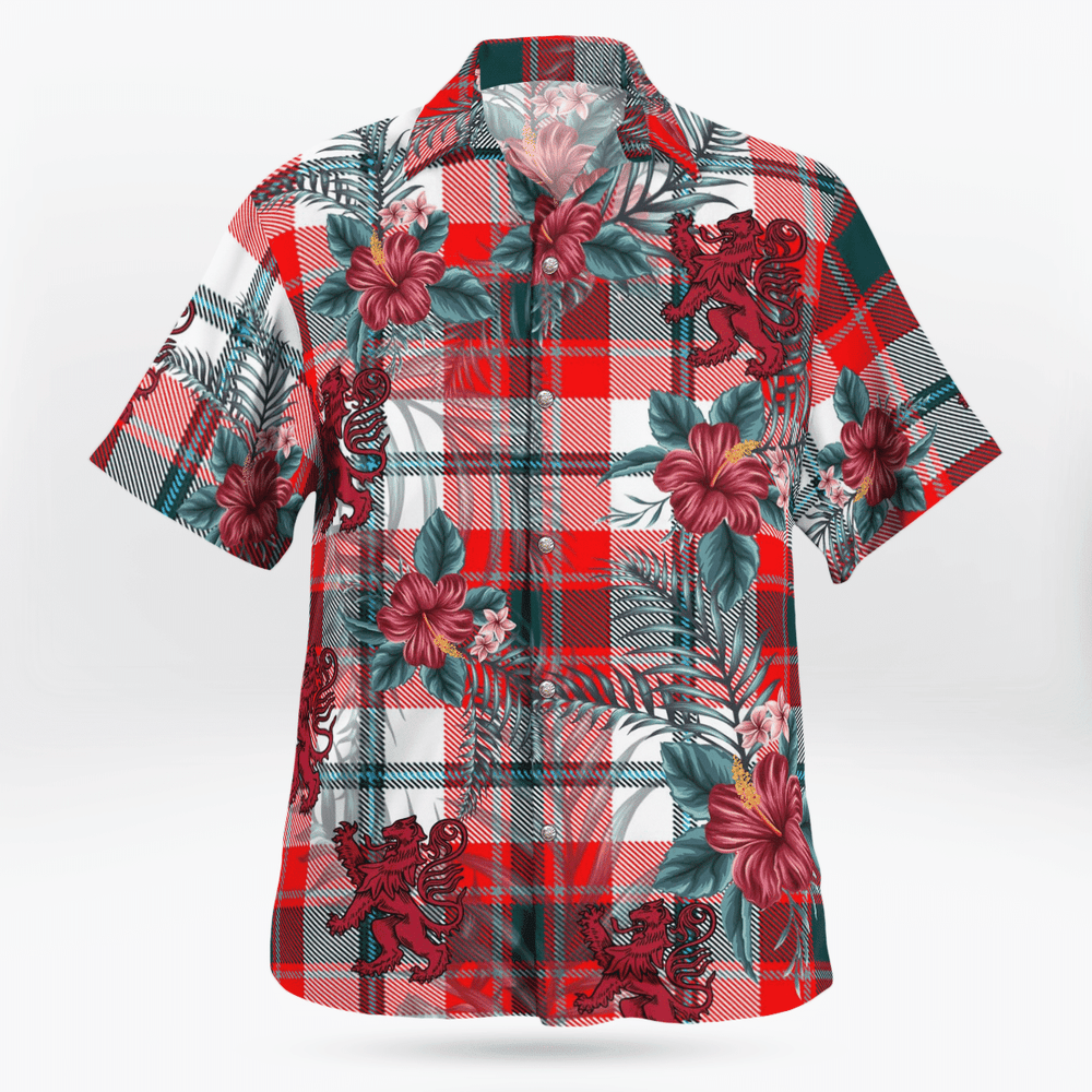 Clan Glasgow District Tartan Scottish Lion Hawaiian Shirt AX76 Glasgow District Tartan Tartan Hawaii Shirt
