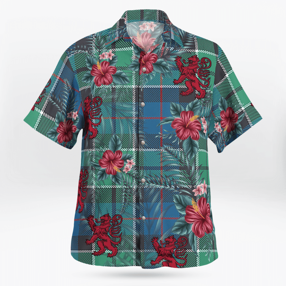 Clan Leslie Hunting Ancient Tartan Scottish Lion Hawaiian Shirt ZY97 Leslie Hunting Ancient Tartan Tartan Hawaii Shirt