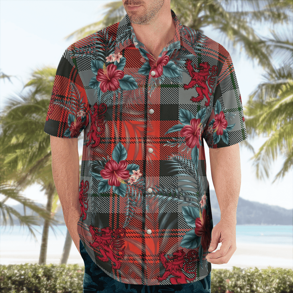 Clan MacLachlan Weathered Tartan Scottish Lion Hawaiian Shirt IW59 MacLachlan Weathered Tartan Tartan Hawaii Shirt