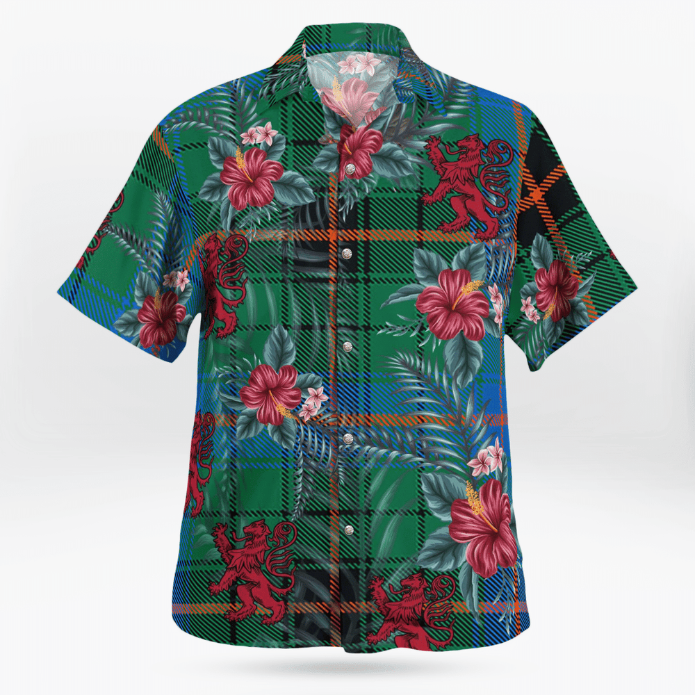 Clan Davidson Ancient Tartan Scottish Lion Hawaiian Shirt LM18 Davidson Ancient Tartan Tartan Hawaii Shirt