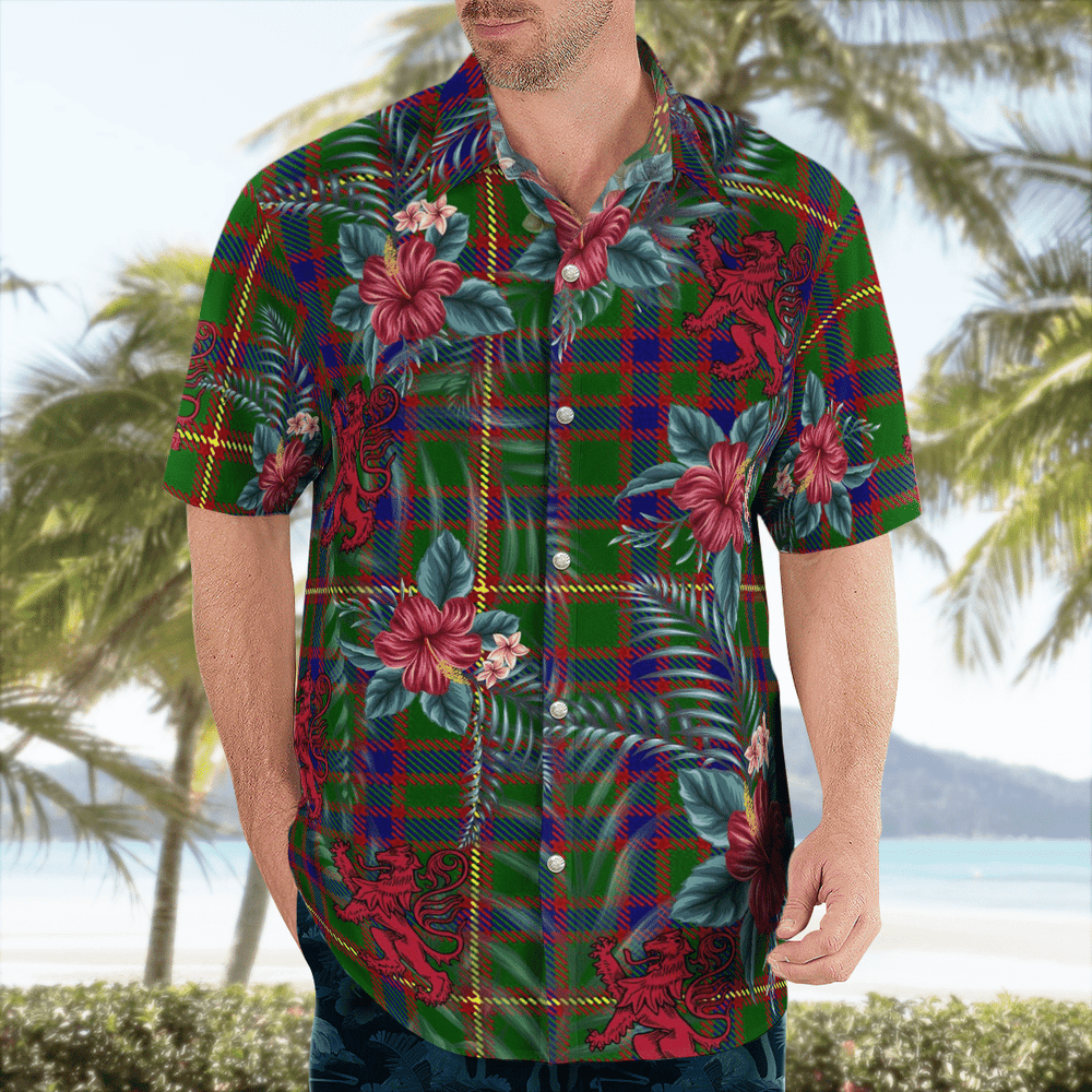 Clan Hall Tartan Scottish Lion Hawaiian Shirt XO59 Clan Hall (Hall Tartan) Tartan Hawaii Shirt
