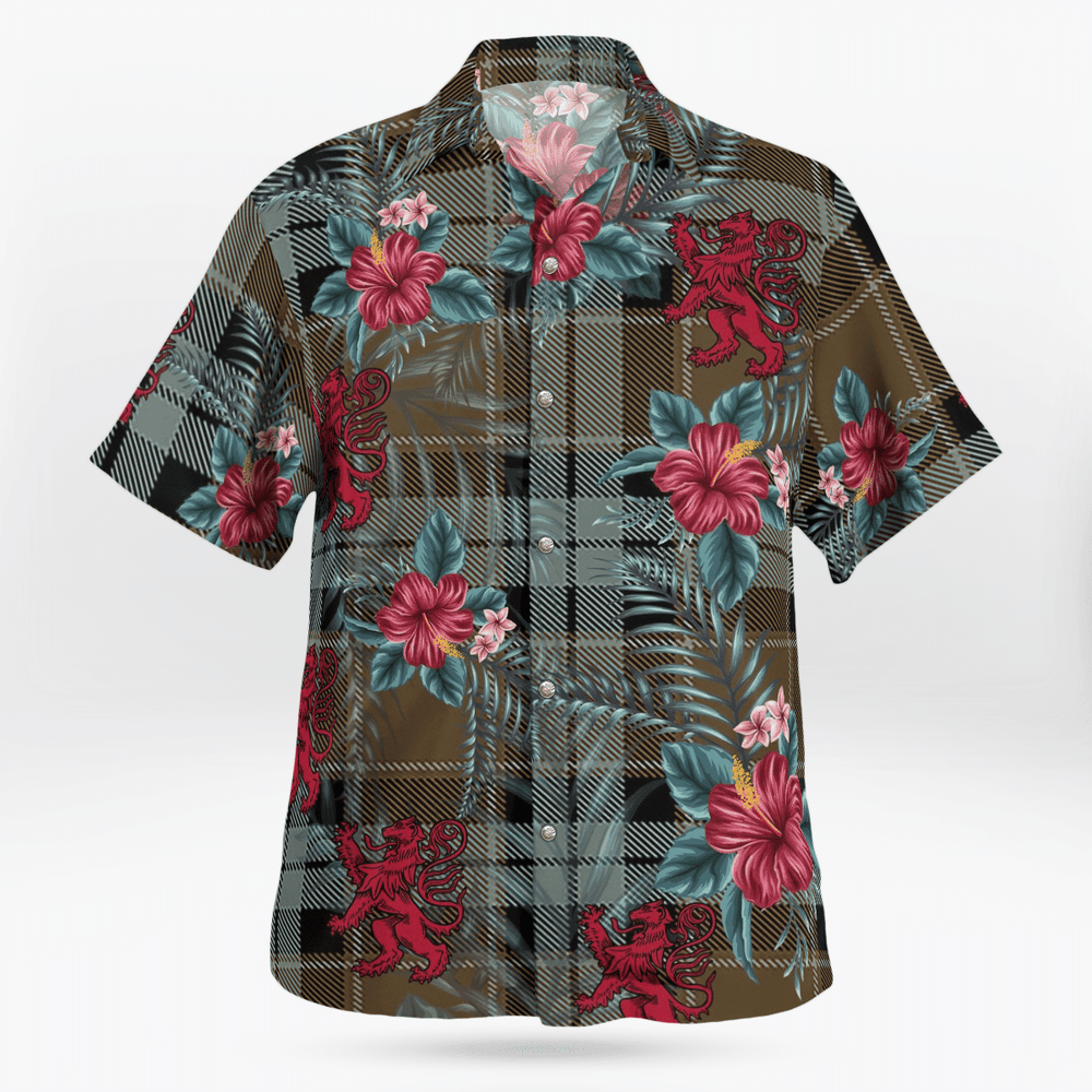 Clan Graham of Menteith Weathered Tartan Scottish Lion Hawaiian Shirt CD80 Graham of Menteith Weathered Tartan Tartan Hawaii Shirt