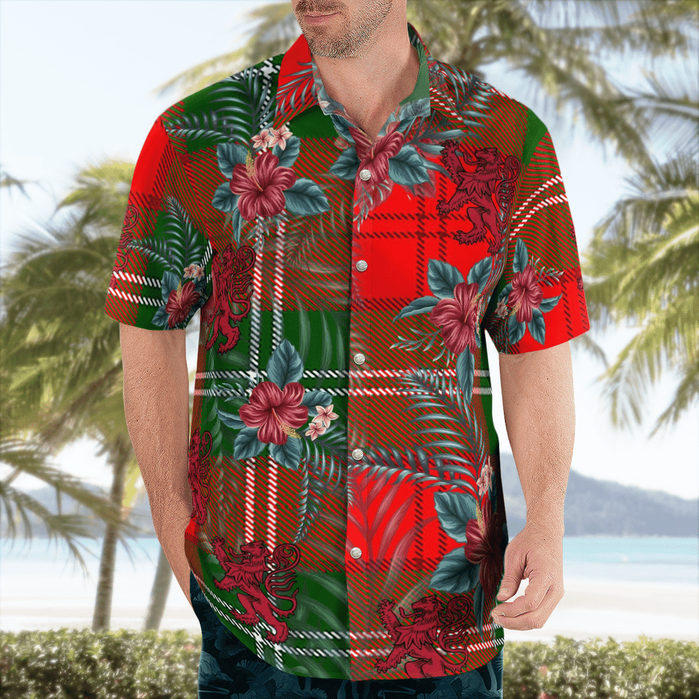 Clan Lennox Modern Tartan Scottish Lion Hawaiian Shirt UH47 Lennox Modern Tartan Tartan Hawaii Shirt