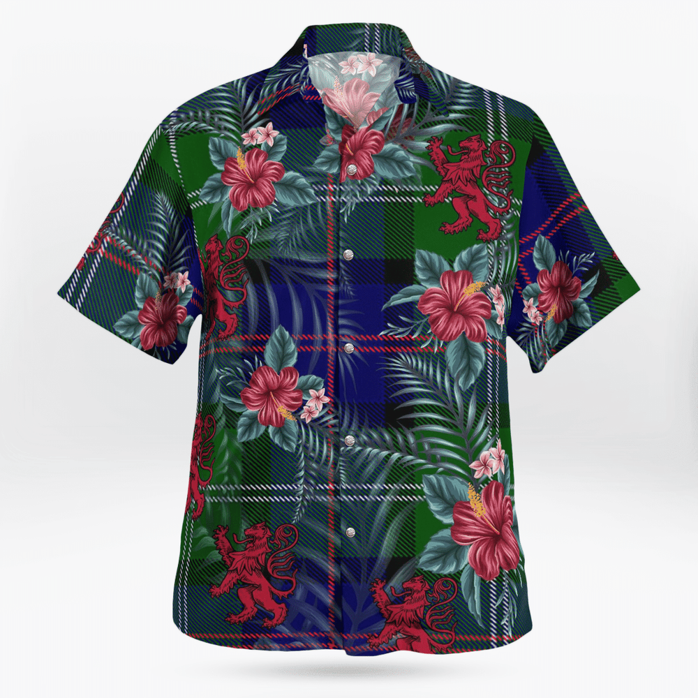 Clan MacThomas Modern Tartan Scottish Lion Hawaiian Shirt TA68 MacThomas Modern Tartan Tartan Hawaii Shirt