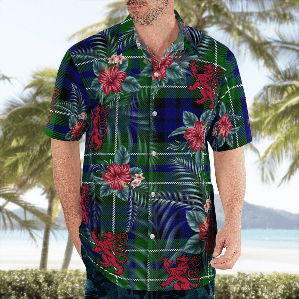 Clan MacNeil (of Colonsay) Tartan Scottish Lion Hawaiian Shirt AH18 MacNeil (of Colonsay) Tartan Tartan Hawaii Shirt