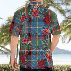 Clan Norvel (Stirling) Tartan Scottish Lion Hawaiian Shirt MS45 Norvel (Stirling) Tartan Tartan Hawaii Shirt