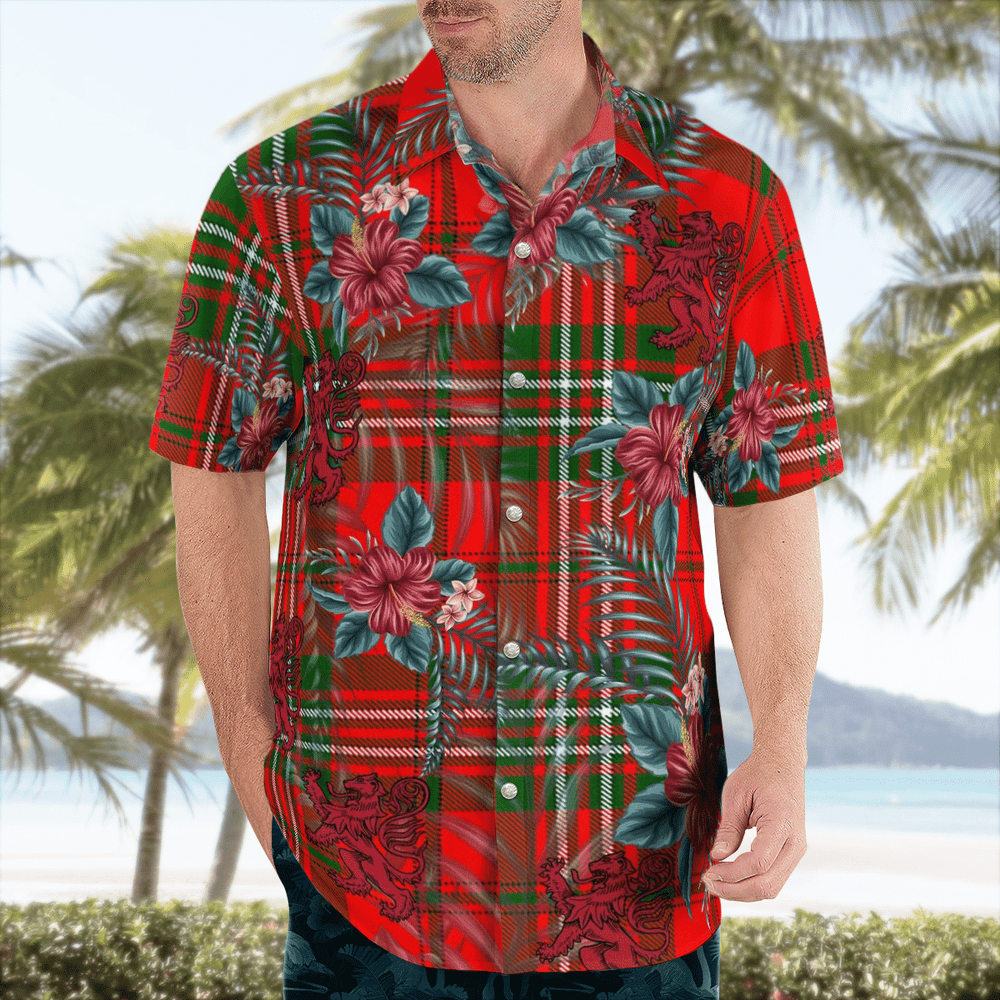 Clan Scott Modern Tartan Scottish Lion Hawaiian Shirt IQ16 Scott Modern Tartan Tartan Hawaii Shirt