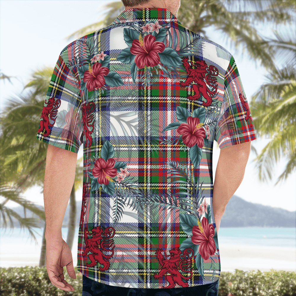 Clan Stewart Dress Modern Tartan Scottish Lion Hawaiian Shirt IJ77 Stewart Dress Modern Tartan Tartan Hawaii Shirt