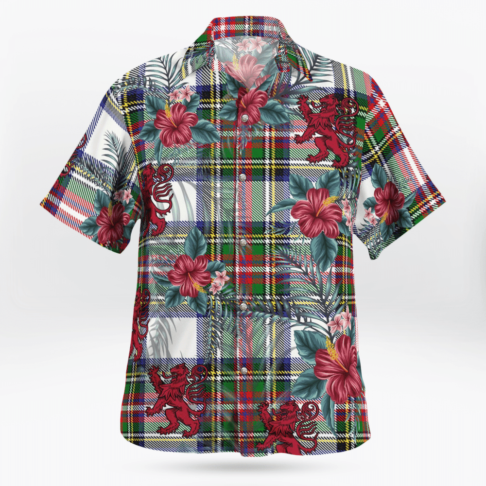 Clan Stewart Dress Modern Tartan Scottish Lion Hawaiian Shirt IJ77 Stewart Dress Modern Tartan Tartan Hawaii Shirt