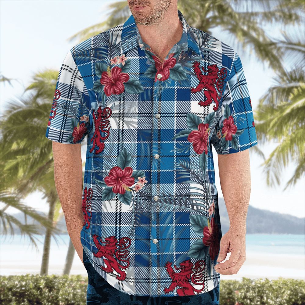 Clan Strathclyde District Tartan Scottish Lion Hawaiian Shirt QP79 Strathclyde District Tartan Tartan Hawaii Shirt