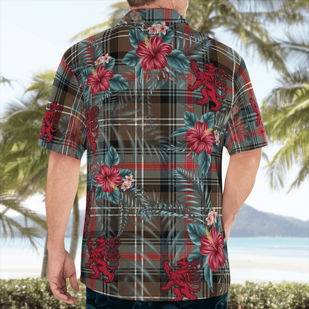 Clan Sutherland Weathered Tartan Scottish Lion Hawaiian Shirt PF83 Sutherland Weathered Tartan Tartan Hawaii Shirt