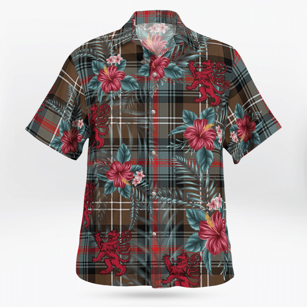 Clan Sutherland Weathered Tartan Scottish Lion Hawaiian Shirt PF83 Sutherland Weathered Tartan Tartan Hawaii Shirt