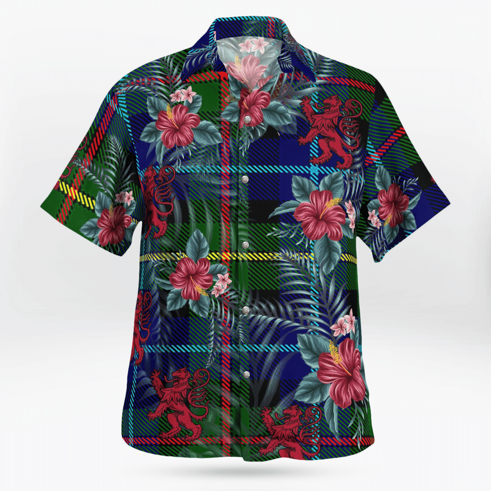 Clan Smith Modern Tartan Scottish Lion Hawaiian Shirt LN54 Smith Modern Tartan Tartan Hawaii Shirt