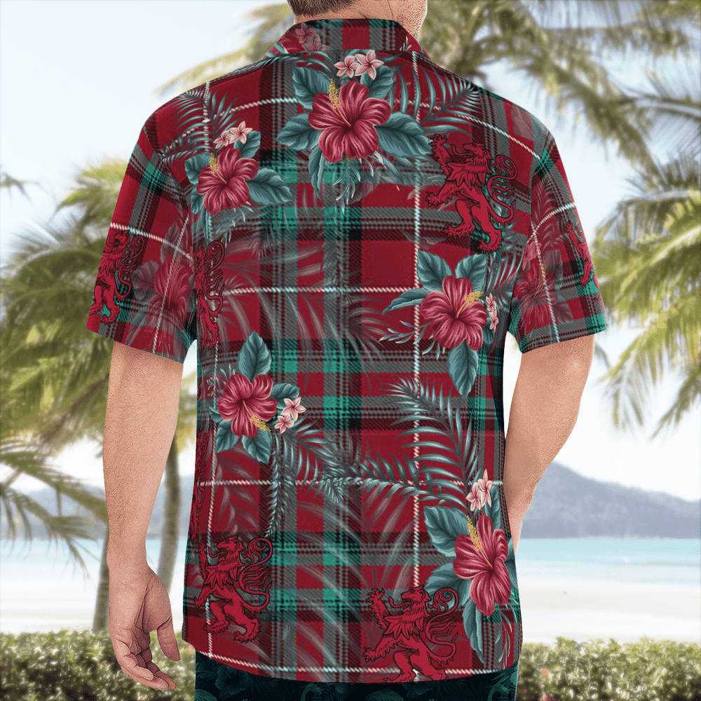 Clan Stewart (Stuart) of Bute Tartan Scottish Lion Hawaiian Shirt DY23 Stewart (Stuart) of Bute Tartan Tartan Hawaii Shirt