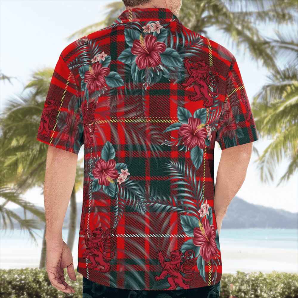 Clan Munro Modern 1 Tartan Scottish Lion Hawaiian Shirt UL72 Munro Modern 1 Tartan Tartan Hawaii Shirt