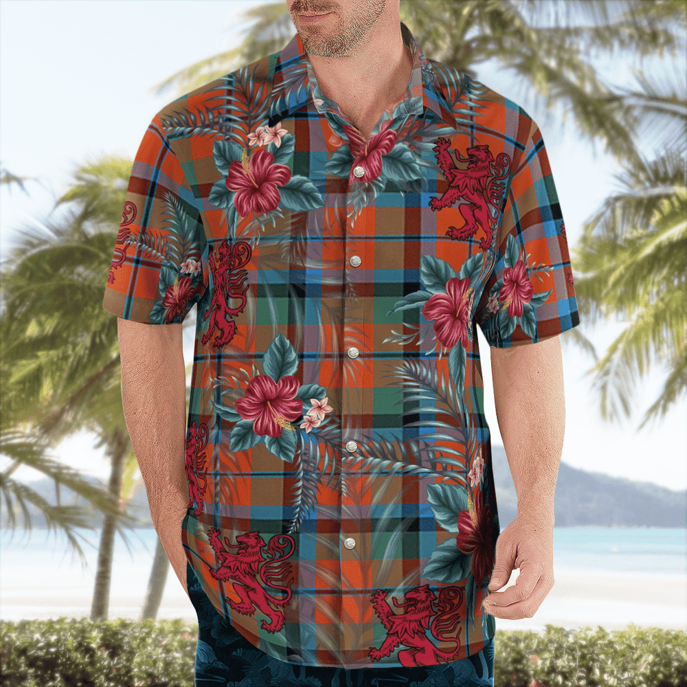 Clan MacNaughton Ancient Tartan Scottish Lion Hawaiian Shirt RQ46 MacNaughton Ancient Tartan Tartan Hawaii Shirt