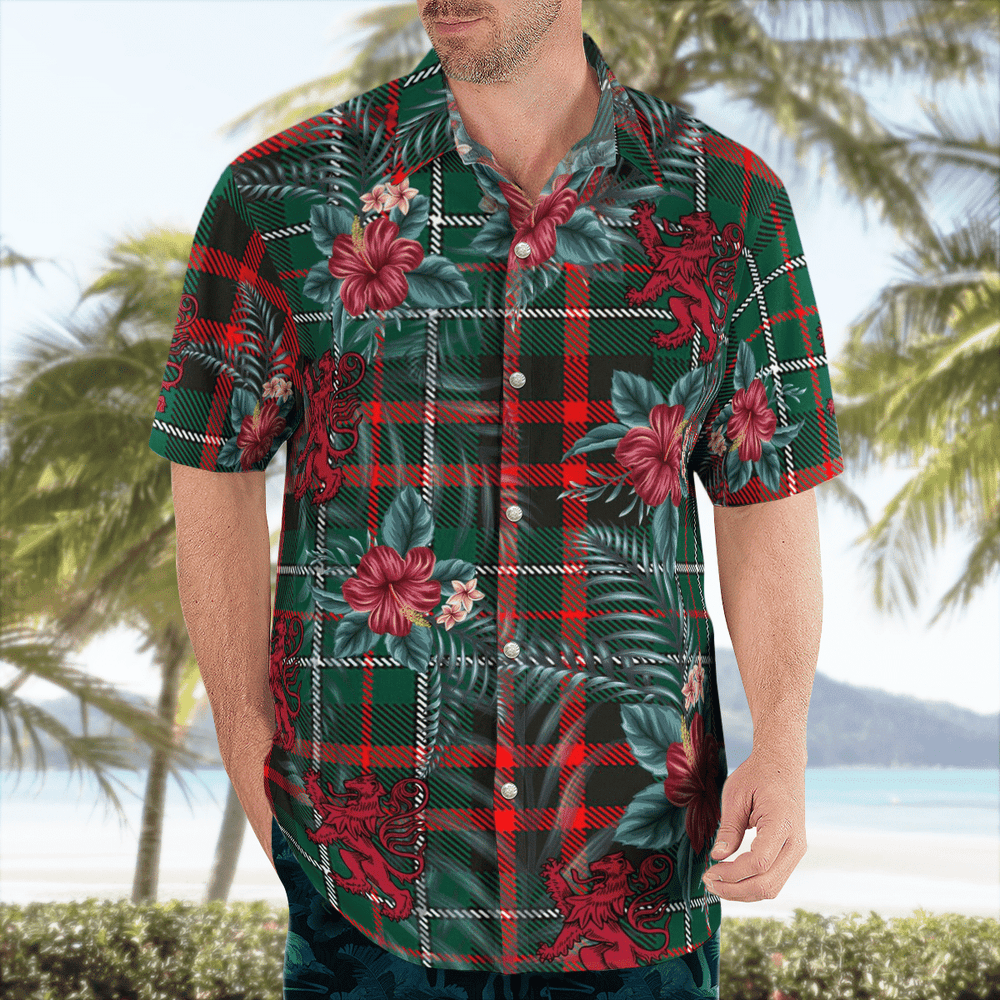 Clan MacDiarmid Modern Tartan Scottish Lion Hawaiian Shirt WT50 MacDiarmid Modern Tartan Tartan Hawaii Shirt