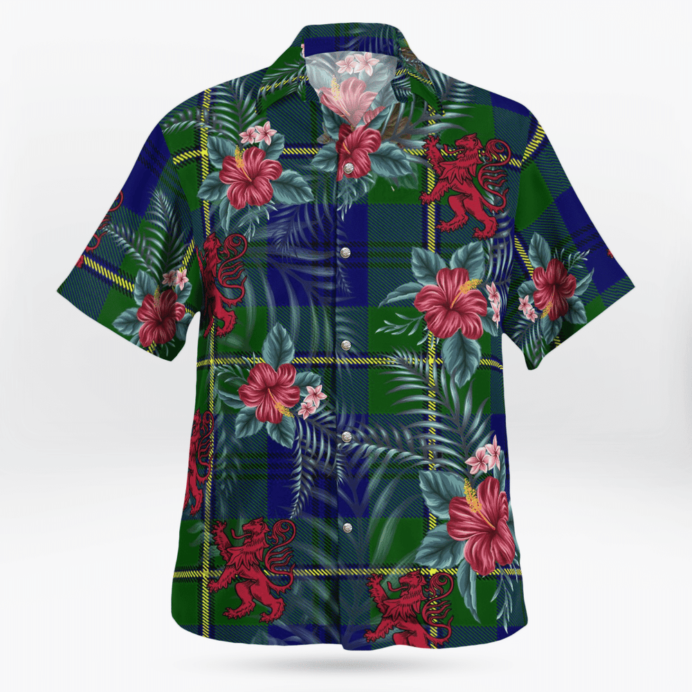 Clan Johnston Modern Tartan Scottish Lion Hawaiian Shirt GC38 Johnston Modern Tartan Tartan Hawaii Shirt
