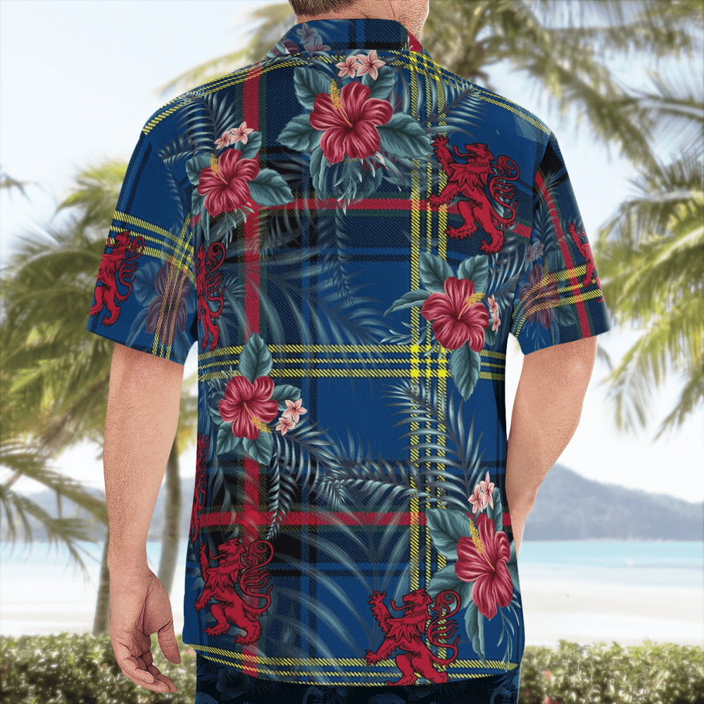 Clan Grewar Tartan Scottish Lion Hawaiian Shirt RK30 Grewar Tartan Tartan Hawaii Shirt