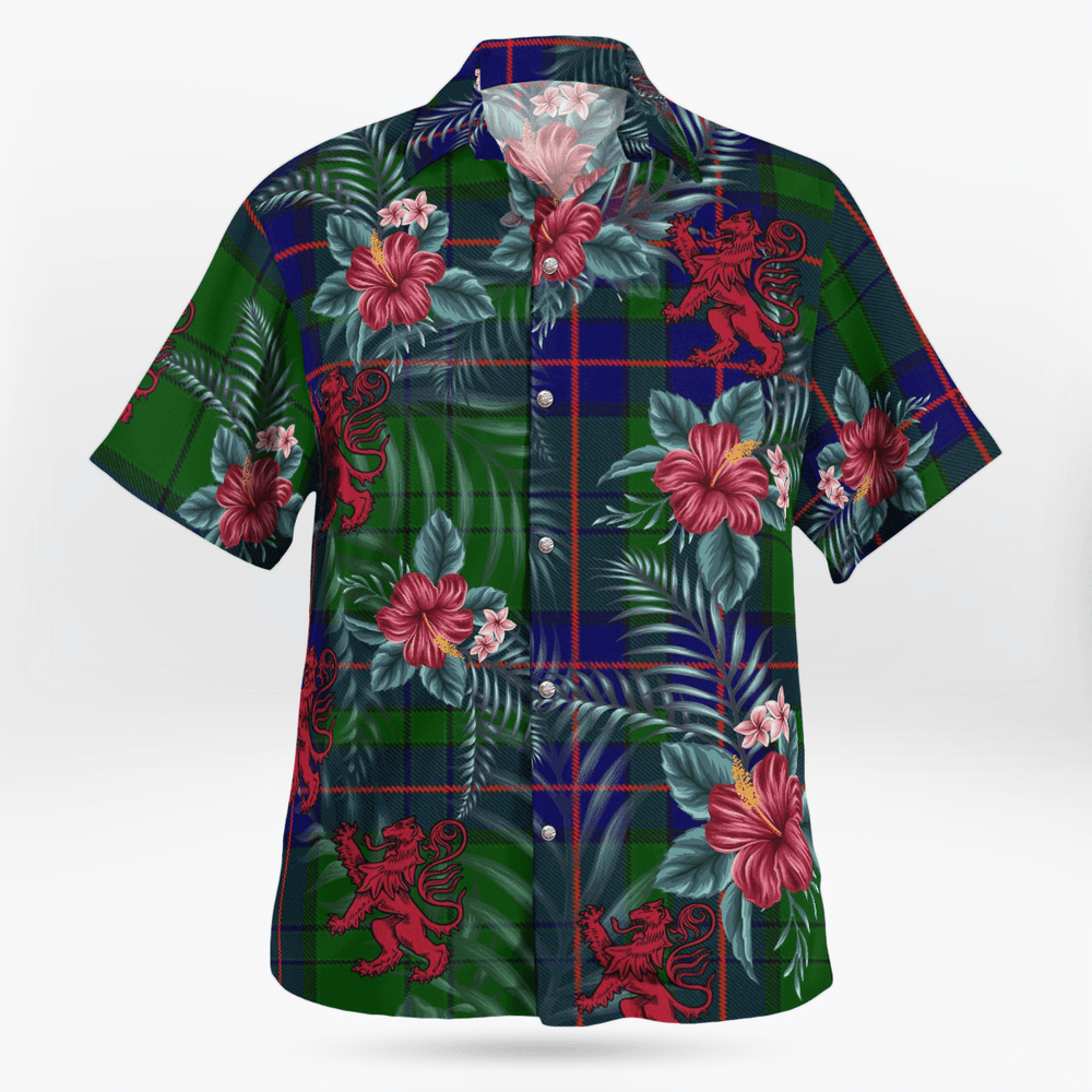 Clan Lockhart Modern Tartan Scottish Lion Hawaiian Shirt UV58 Lockhart Modern Tartan Tartan Hawaii Shirt