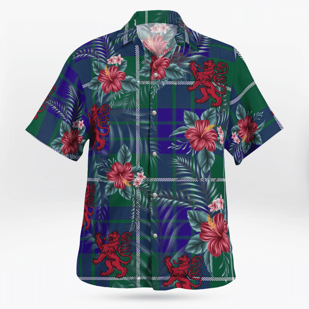 Clan Hamilton Hunting Modern Tartan Scottish Lion Hawaiian Shirt RF52 Hamilton Hunting Modern Tartan Tartan Hawaii Shirt