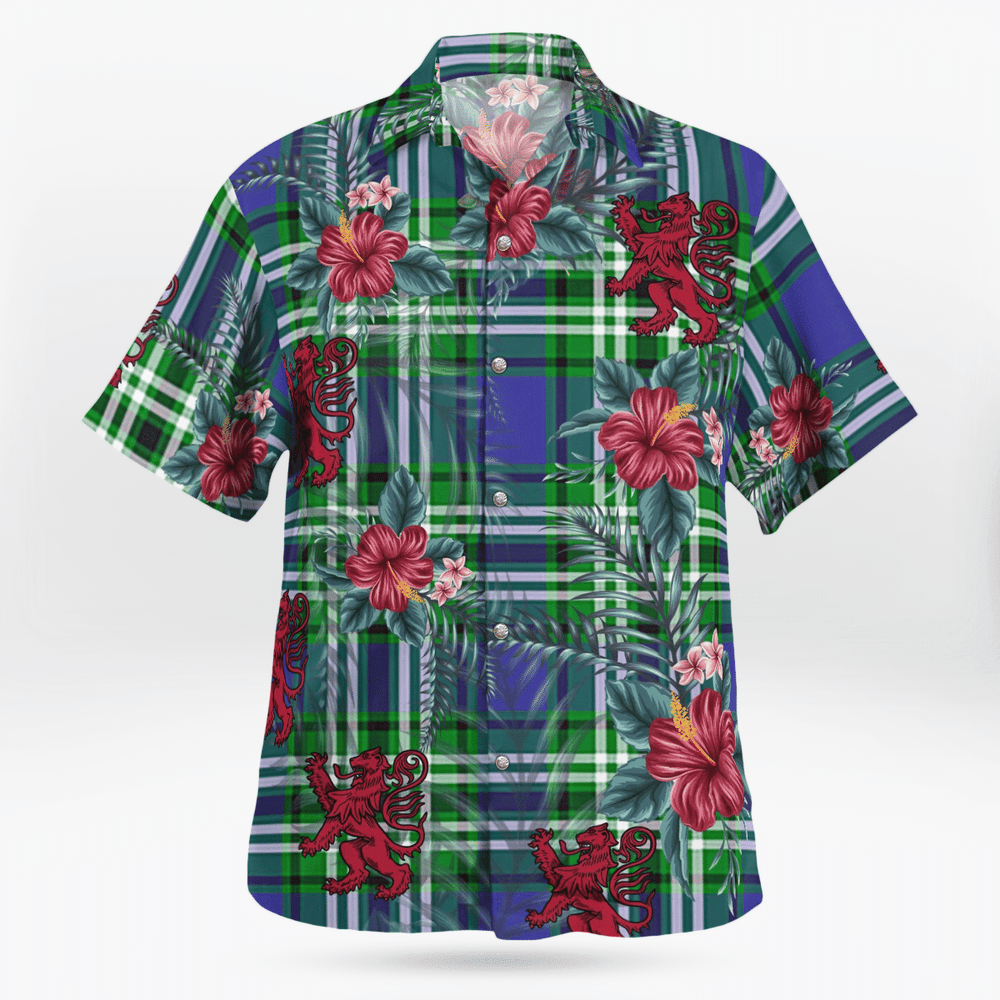 Clan Learmonth Tartan Scottish Lion Hawaiian Shirt TZ57 Learmonth Tartan Tartan Hawaii Shirt