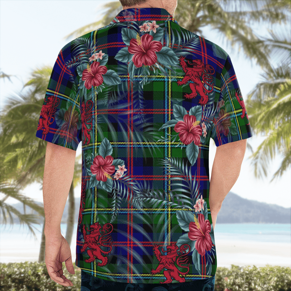 Clan Malcolm Modern Tartan Scottish Lion Hawaiian Shirt KS71 Malcolm Modern Tartan Tartan Hawaii Shirt
