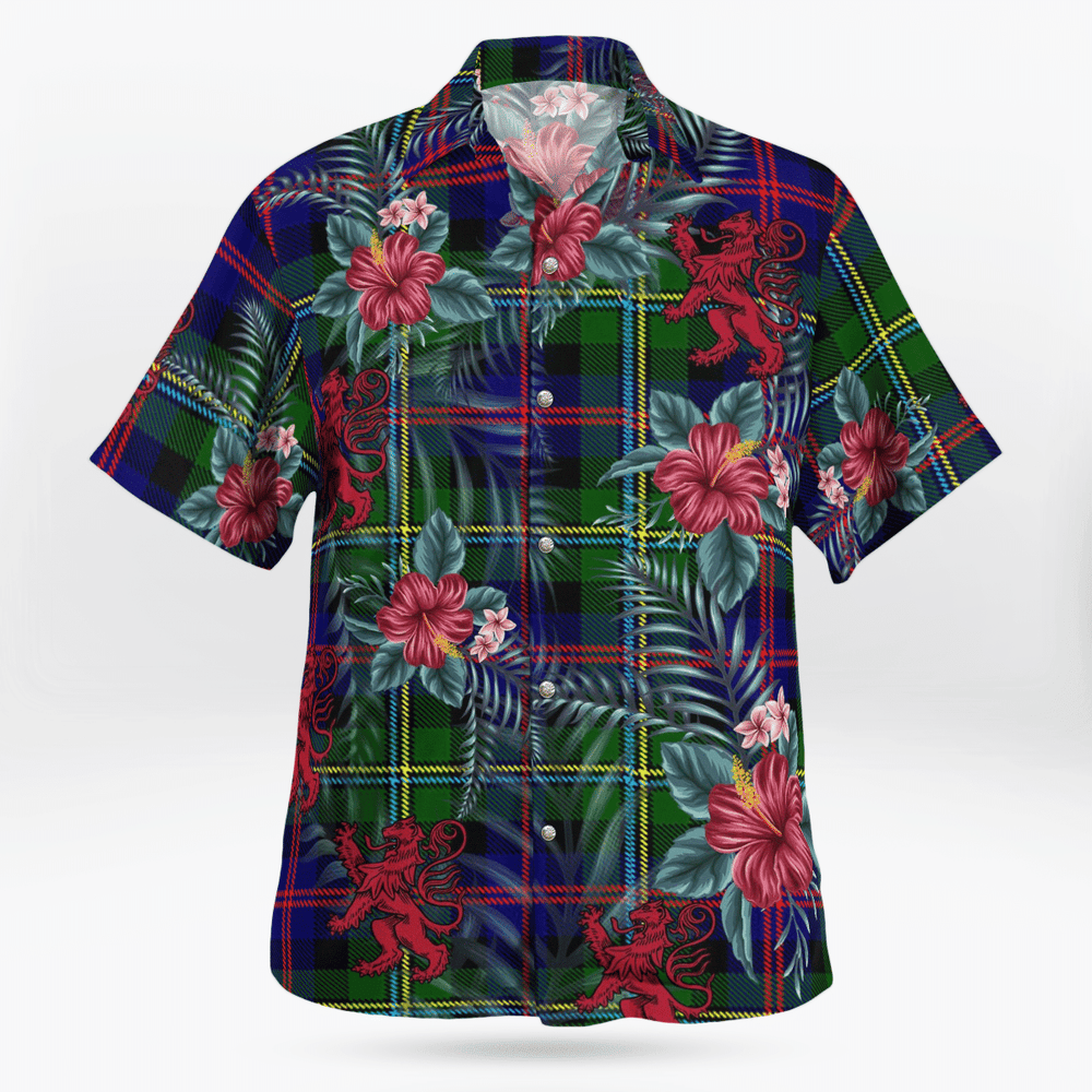 Clan Malcolm Modern Tartan Scottish Lion Hawaiian Shirt KS71 Malcolm Modern Tartan Tartan Hawaii Shirt