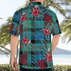 Clan Gunn Ancient Tartan Scottish Lion Hawaiian Shirt TG65 Gunn Ancient Tartan Tartan Hawaii Shirt