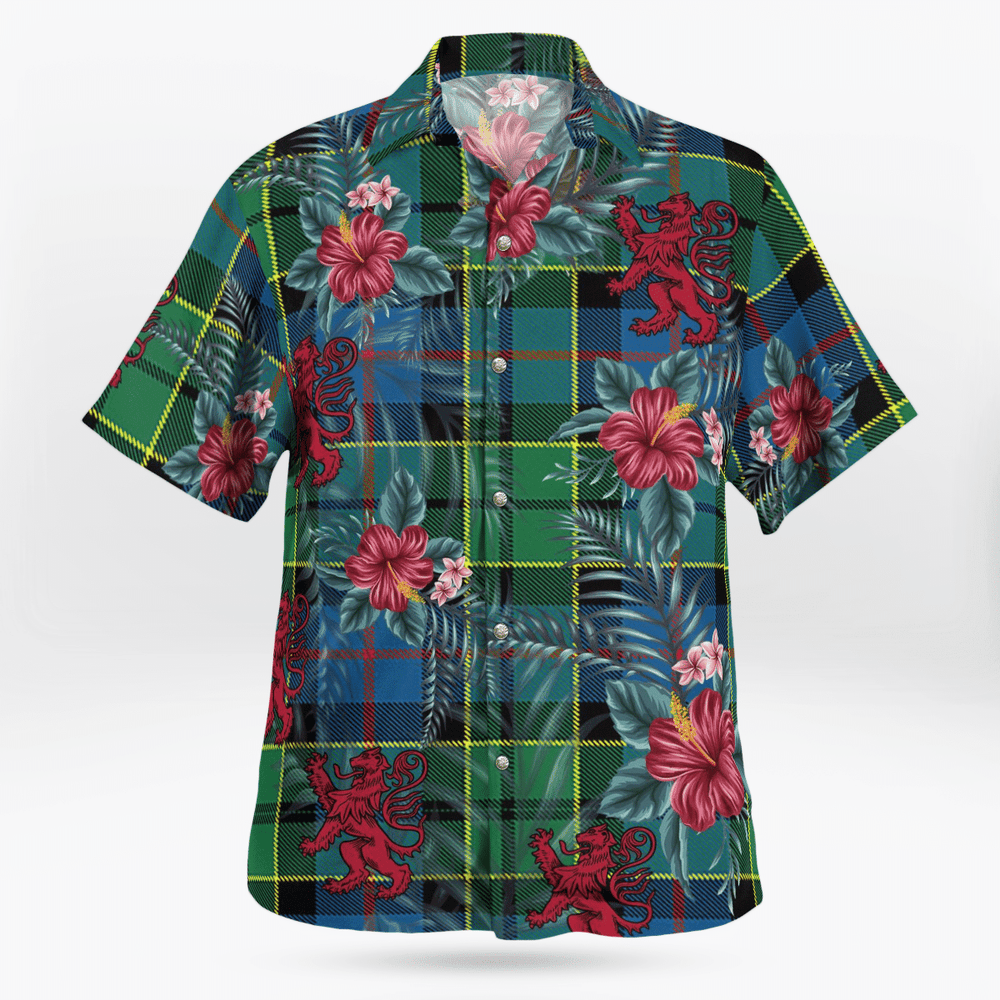 Clan Forsyth Ancient Tartan Scottish Lion Hawaiian Shirt TU44 Forsyth Ancient Tartan Tartan Hawaii Shirt