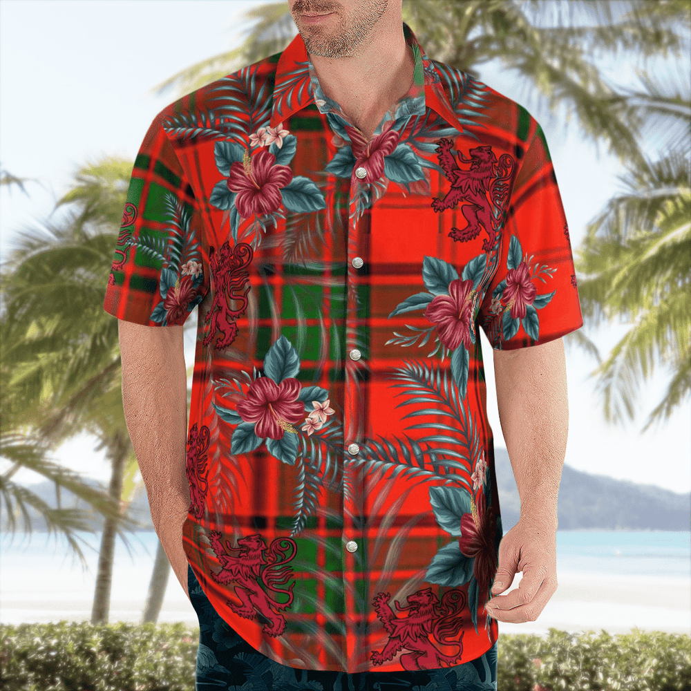 Clan Maxtone Tartan Scottish Lion Hawaiian Shirt OG38 Maxtone Tartan Tartan Hawaii Shirt