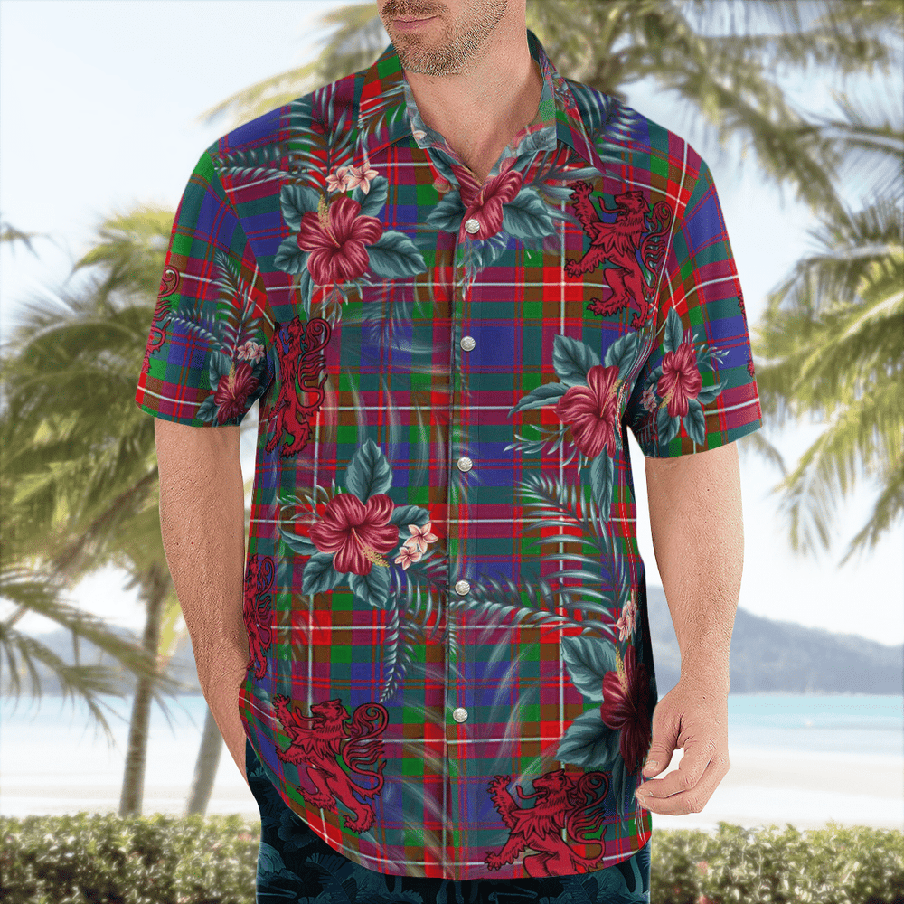 Clan Fraser of Lovat Tartan Scottish Lion Hawaiian Shirt AK56 Fraser of Lovat Tartan Tartan Hawaii Shirt