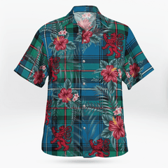 Clan Robertson Hunting Ancient Tartan Scottish Lion Hawaiian Shirt SR58 Robertson Hunting Ancient Tartan Tartan Hawaii Shirt