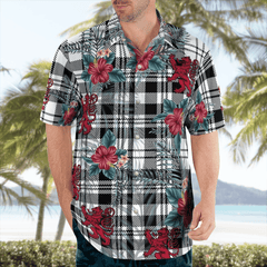 Clan Scott Black & White Modern Tartan Scottish Lion Hawaiian Shirt ZD78 Scott Black & White Modern Tartan Tartan Hawaii Shirt