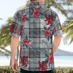 Clan Douglas Grey Modern Tartan Scottish Lion Hawaiian Shirt BI17 Douglas Grey Modern Tartan Tartan Hawaii Shirt