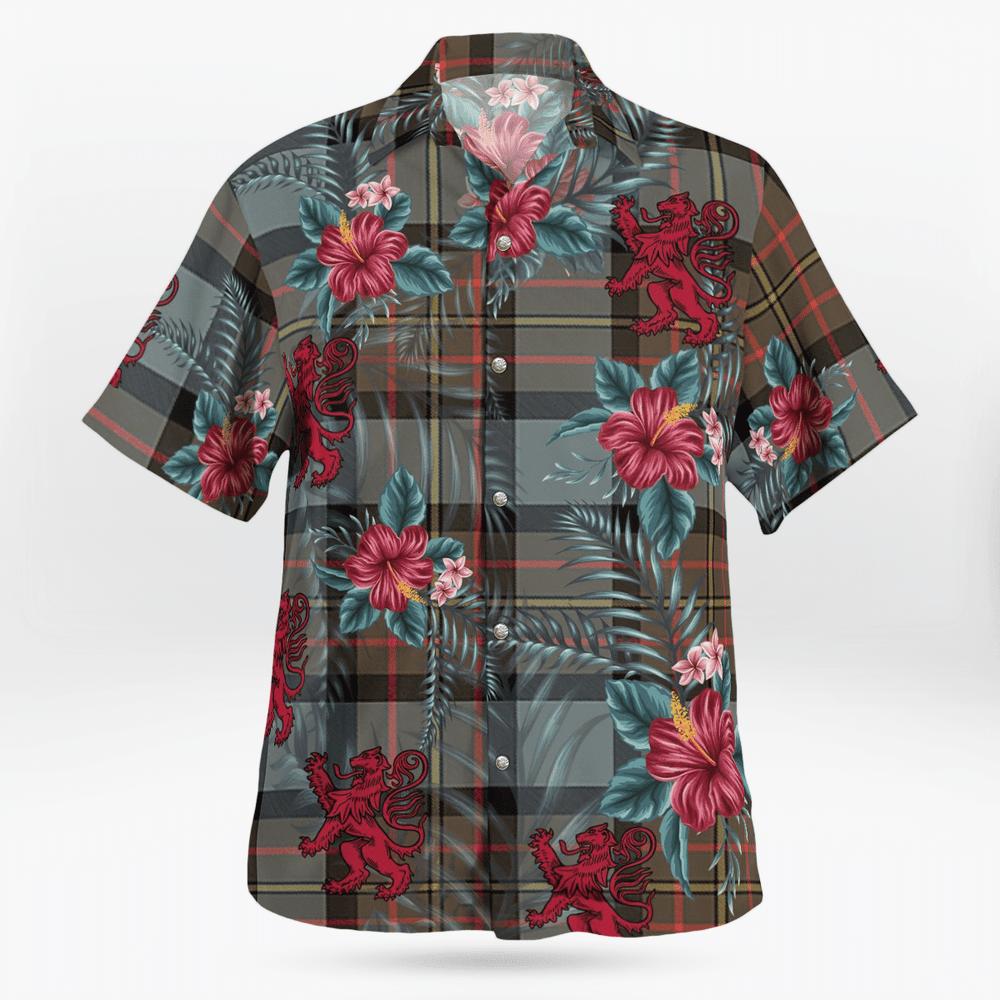 Clan MacLaren Weathered Tartan Scottish Lion Hawaiian Shirt WZ11 MacLaren Weathered Tartan Tartan Hawaii Shirt