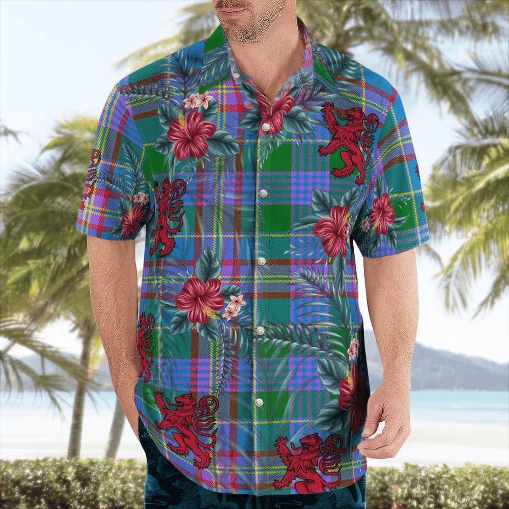 Clan Pitcairn Hunting Tartan Scottish Lion Hawaiian Shirt TN10 Pitcairn Hunting Tartan Tartan Hawaii Shirt