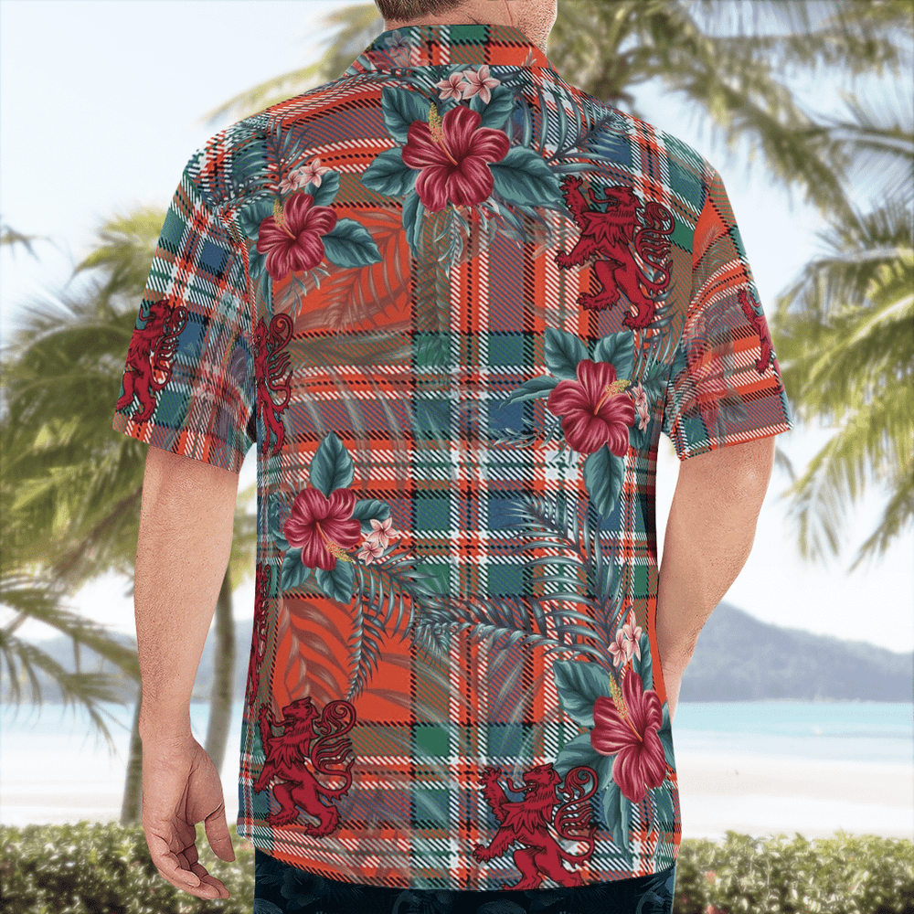 Clan MacFarlane Ancient Tartan Scottish Lion Hawaiian Shirt QF64 MacFarlane Ancient Tartan Tartan Hawaii Shirt