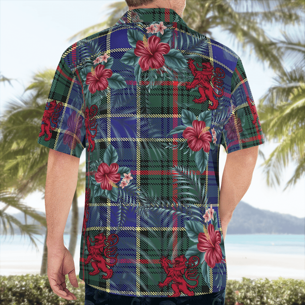 Clan Ogilvie Hunting Modern Tartan Scottish Lion Hawaiian Shirt TX57 Ogilvie Hunting Modern Tartan Tartan Hawaii Shirt