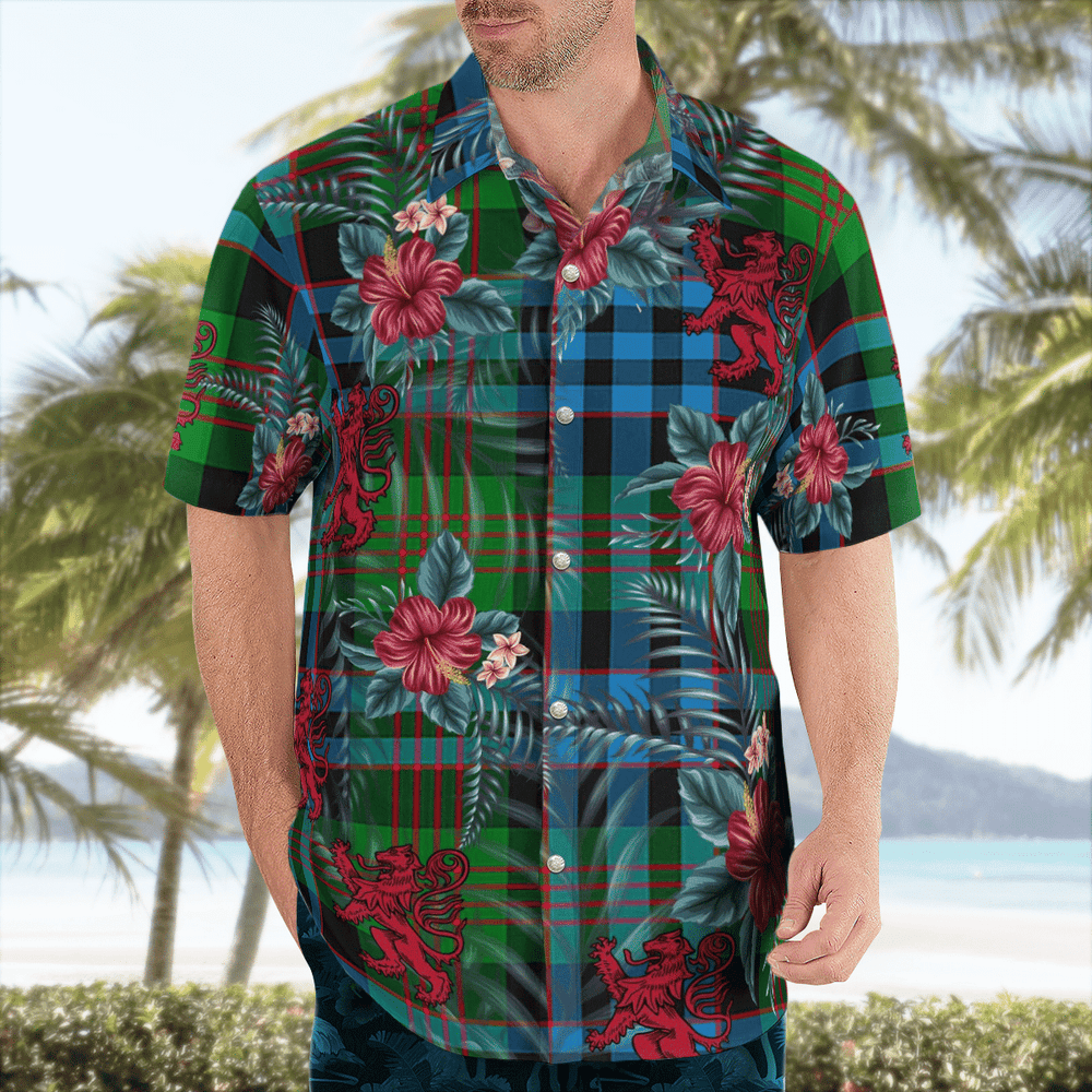 Clan Newlands Tartan Scottish Lion Hawaiian Shirt RD11 Newlands Tartan Tartan Hawaii Shirt