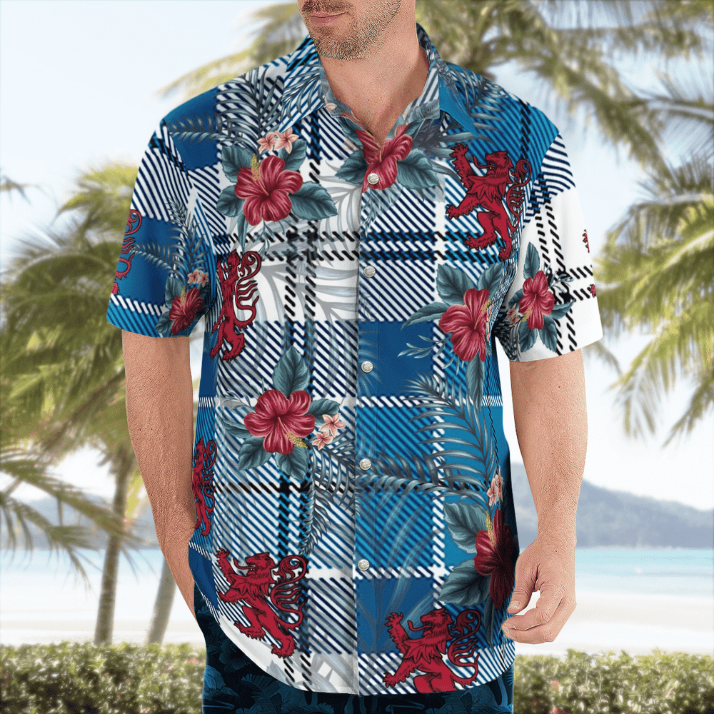 Clan Roberton Tartan Scottish Lion Hawaiian Shirt SK42 Roberton Tartan Tartan Hawaii Shirt